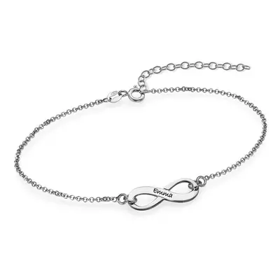 Engraved Infinity Bracelet in Sterling Silver