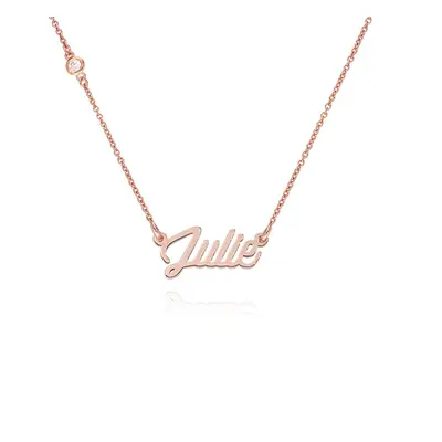 Twirl Script Name Necklace with Diamond in 18ct Rose Gold Plating