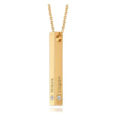 Totem 3D Bar Necklace with Diamonds in 18ct Gold Plating