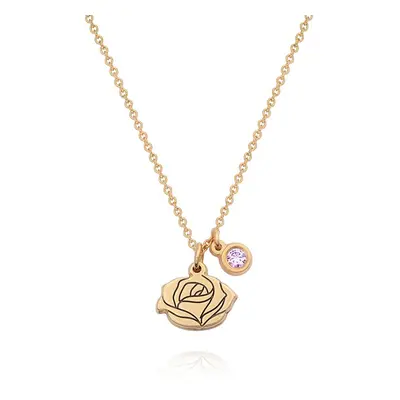 Fiorinas Birth Flower Initial Necklace with Birthstone in 18ct Gold Plating