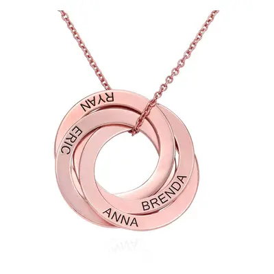 Russian Ring Necklace with 4 Rings in 18ct Rose Gold Plating