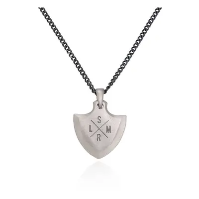 The Shield Men Initial Necklace in Matte Sterling Silver