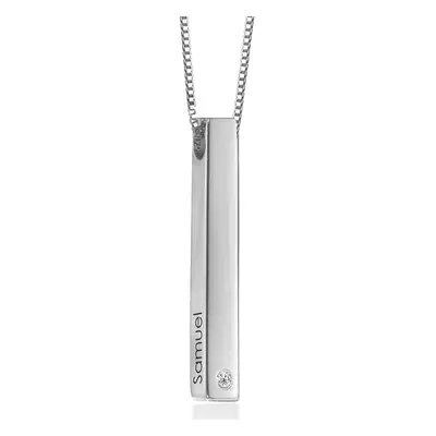 Totem 3D Bar Necklace with Diamond in Sterling Silver