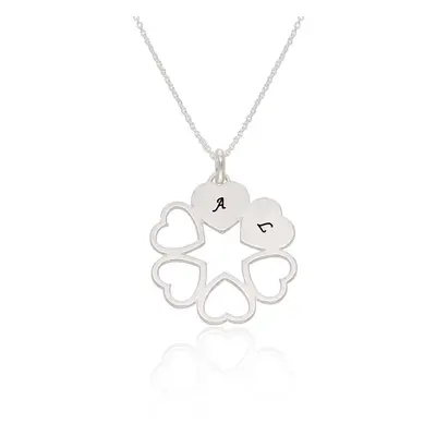 6 Leaf Clover Name / Initial Necklace in Sterling Silver