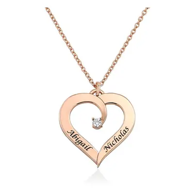 Custom Heart Necklace with Diamond in 18ct Rose Gold Plating