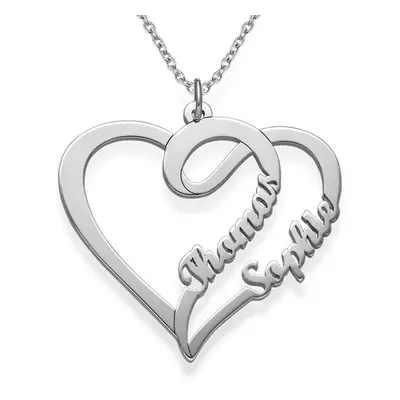 Couple Heart Necklace in Sterling Silver