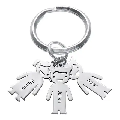 Personalised Keychain with Children Charms in Sterling Silver