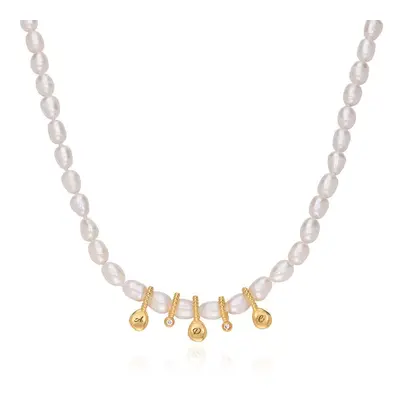 Julia Pearl Initial Necklace with Diamonds in 18ct Gold Vermeil