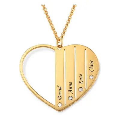 Mum Heart Pendant Necklace with Diamonds in 18ct Gold Plating