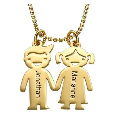 Kids Holding Hands Charms Necklace in 18ct Gold Plating