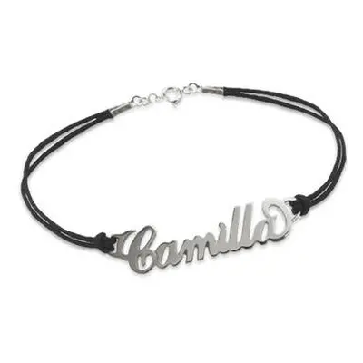 Silver Name Bracelet with Leather Style Cord