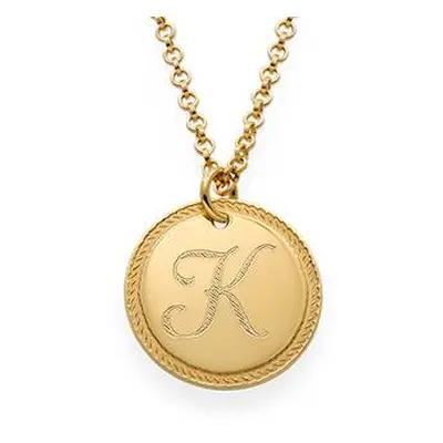 Gold Plated Circle Initial Necklace