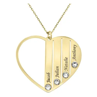 Mum Heart Pendant Necklace with Birthstones in 10ct Solid Yellow Gold