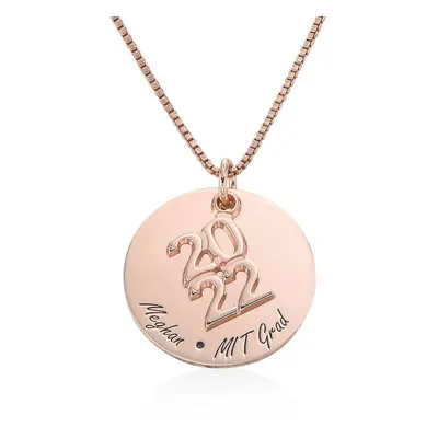 Engraved Graduation Necklace in Rose Gold Plating