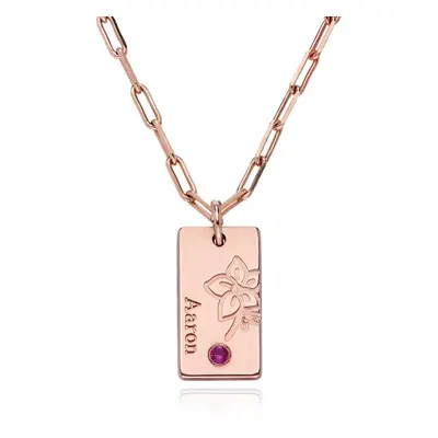 Blossom Birth Flower & Stone Link Necklace in 18ct Rose Gold Plating