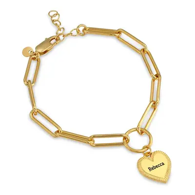 Heart Pendant Paperclip Bracelet in 18ct Gold Vermeil