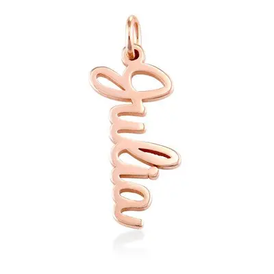 Vertical Name Pendant in Cursive in 18ct Rose Gold Plating