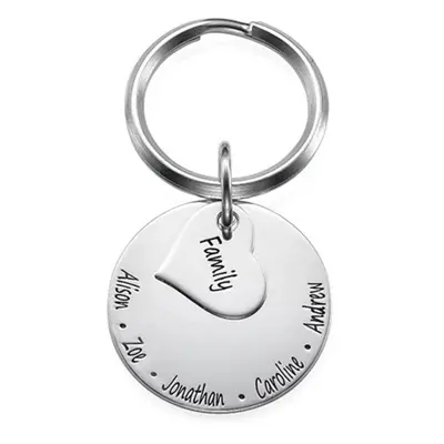 Family Forever Engraved Keychain in Sterling Silver