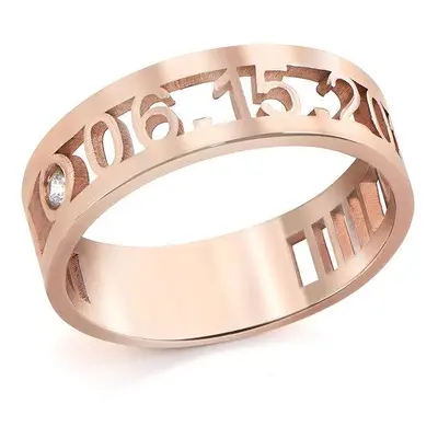 Custom Graduation Ring with Cubic Zirconia in Rose Gold Plating