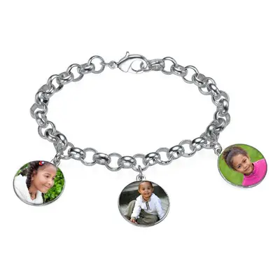 Round Shaped Photo Charm Bracelet