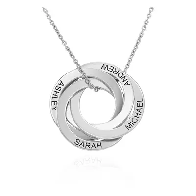 Russian Ring Necklace with 4 Rings in 10ct Solid White Gold