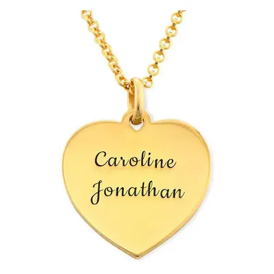 Engraved Heart Pendant Necklace in 18ct Gold Plating