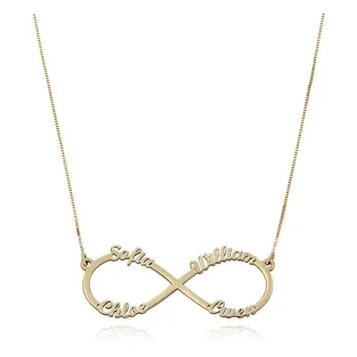 Infinity 4 Names Necklace in 14ct Solid Yellow Gold