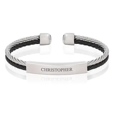 The Two Toned Leader Personalised Men's Cuff Bracelet in Stainless Steel