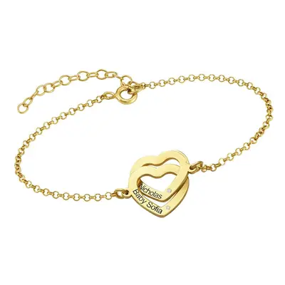 Claire Interlocking Hearts Bracelet with Diamonds in 14ct Solid Yellow Gold