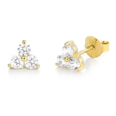 Flowers Stud Earrings with Cubic Zirconia in 18ct Gold Plating