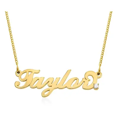 Small Carrie Name Necklace with Diamond in 18ct Gold Vermeil