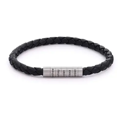 Nevada Black Braided Leather Bracelet for Men