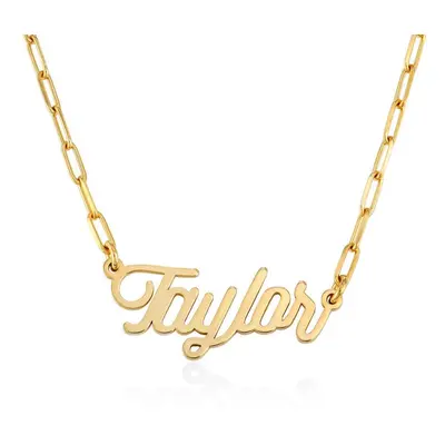 Paperclip Script Name Necklace in 18ct Gold Vermeil