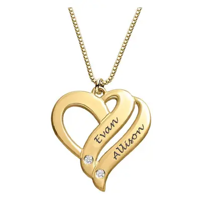 Two Hearts Forever One Necklace with Diamonds in 18ct Gold Vermeil