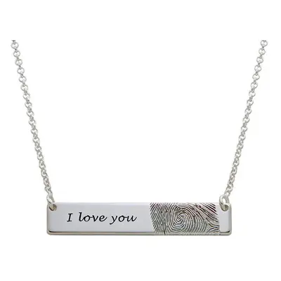 Fingerprint Bar Necklace in Sterling Silver