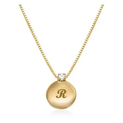 Small Circle Initial Necklace with Diamond in 18ct Gold Plating