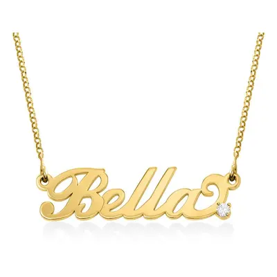 Small Carrie Name Necklace with Diamond in 18ct Gold Plating