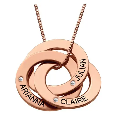 Russian Ring Necklace with Diamonds in 18ct Rose Gold Plating