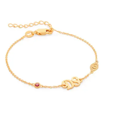 Bridget Evil Eye Initial Bracelet / Anklet with Gemstone in 18ct Gold Plating