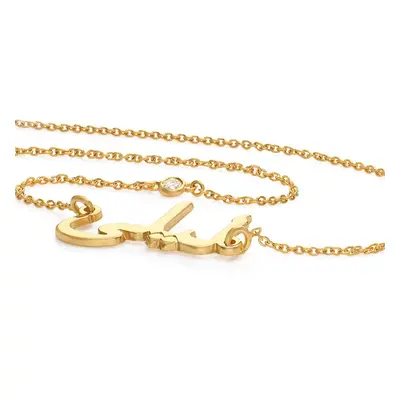 Personalised Arabic Name Necklace with Diamond on the Chain in 18ct Gold Plating