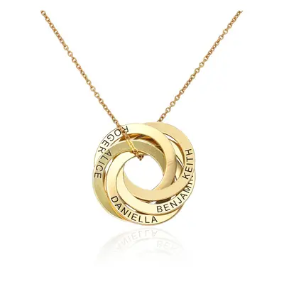 Russian Ring Necklace with 5 Rings in 14ct Solid Yellow Gold