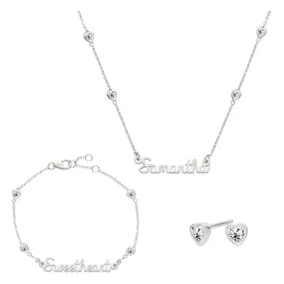 Charli Heart Necklace, Bracelet and Earrings Set in Sterling Silver