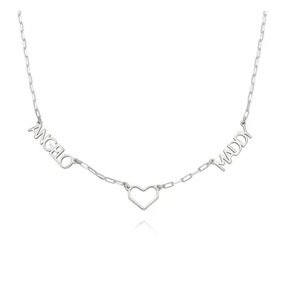 Lovers Heart Mullti Name Necklace in Sterling Silver