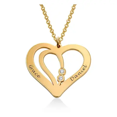 Engraved Couples Necklace with Diamonds in 18ct Gold Vermeil