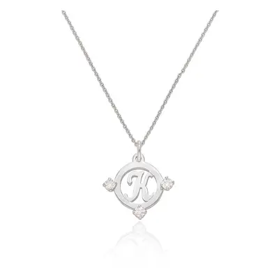 Halo Inital Necklace with 0.15ct Diamonds in 14ct White Gold