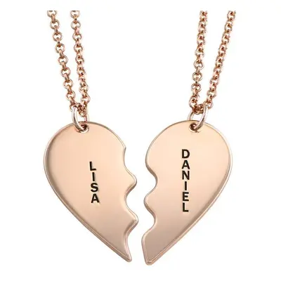 Personalised Two Souls One Heart Necklace Set in 18ct Rose Gold Plating