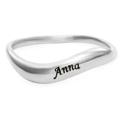 Stackable Wavy Name Ring in Sterling Silver