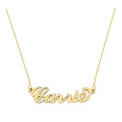 Double Thickness Carrie Name Necklace in 14ct Solid Yellow Gold