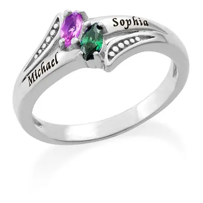 Personalised Birthstone Ring in Sterling Silver