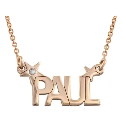 Star Name Necklace with Diamond in Rose Gold Plating